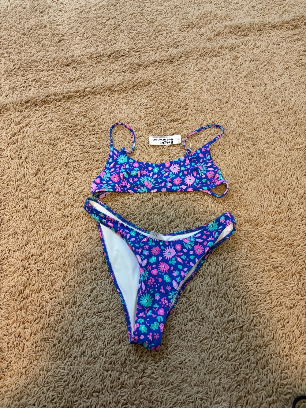 Floral Print Purple Bikini Set - Women's Two-Piece Swim